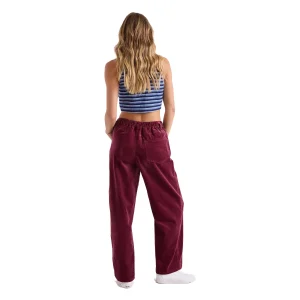ROVQIRA Signature Volcom Relaxed Pull On Cord Women's Pants - Burgundy