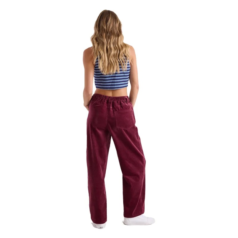 ROVQIRA Signature Volcom Relaxed Pull On Cord Women's Pants - Burgundy