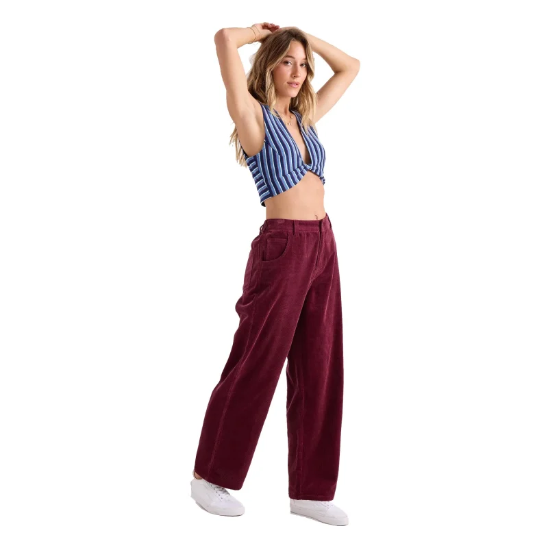 ROVQIRA Signature Volcom Relaxed Pull On Cord Women's Pants - Burgundy