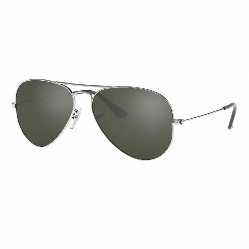 ROVQIRA Classic Ray-Ban Aviator Women's Sunglasses - Large Metal Silver/Grey Mirror