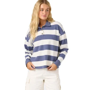 ROVQIRA Refined O'Neill O'Riginals Kyra Crop Polo Women's L/S Shirt - Nightshadow Blue