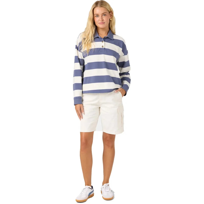 ROVQIRA Refined O'Neill O'Riginals Kyra Crop Polo Women's L/S Shirt - Nightshadow Blue